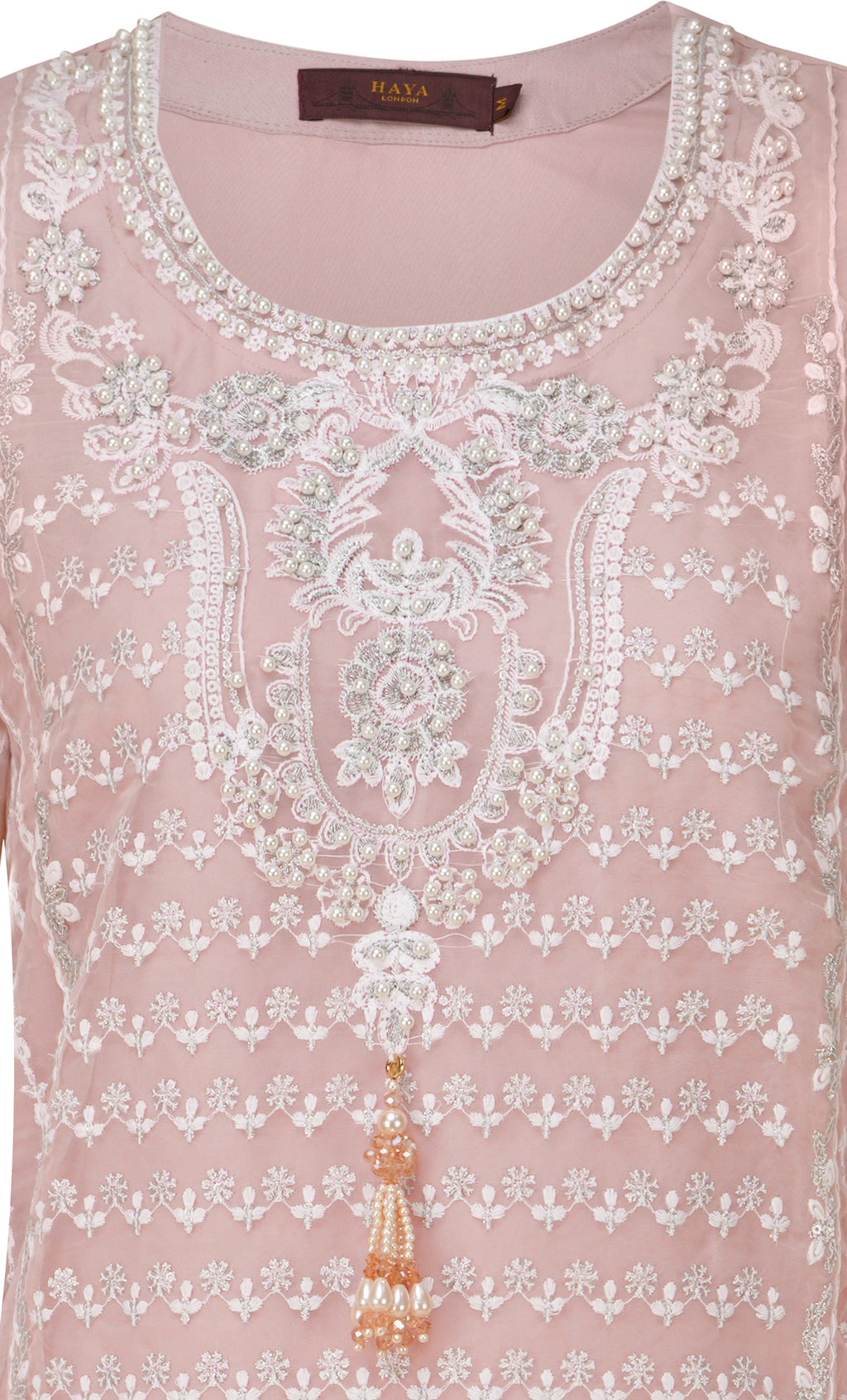Blush Pink Organza Embroidered Three-Piece Suit
