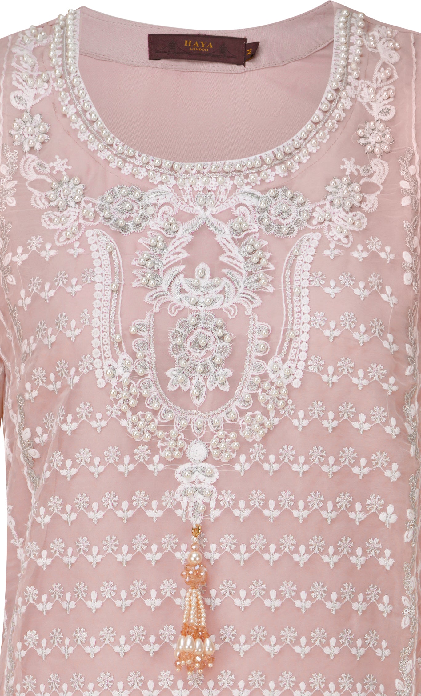 Blush Pink Organza Embroidered Three-Piece Suit