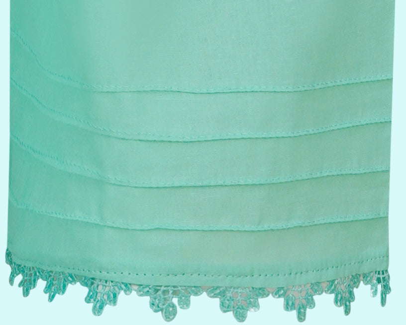 Mint Green Embroidered Cotton Three-Piece Suit