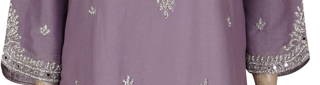 Light Purple Chiffon Zardozi Three-Piece Suit