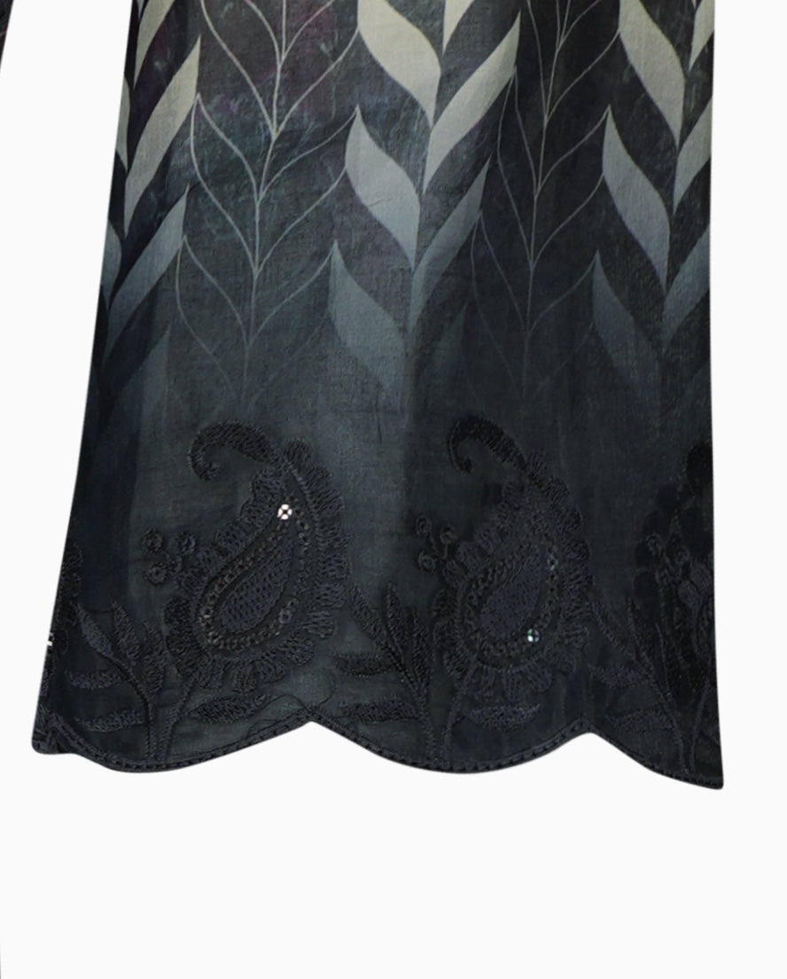 Black and Ivory Embellished Cotton Three-Piece Suit