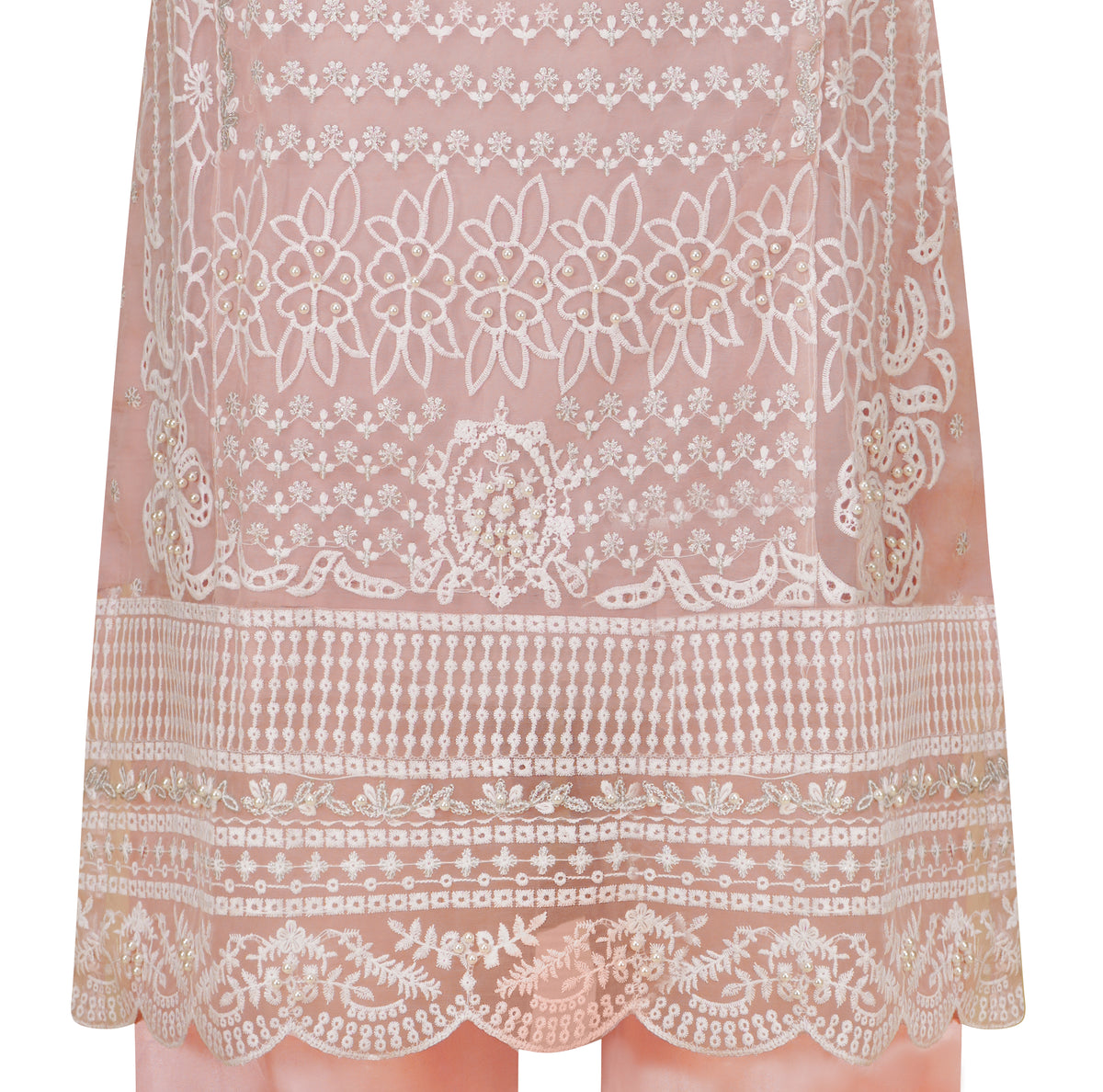 Blush Pink Organza Embroidered Three-Piece Suit