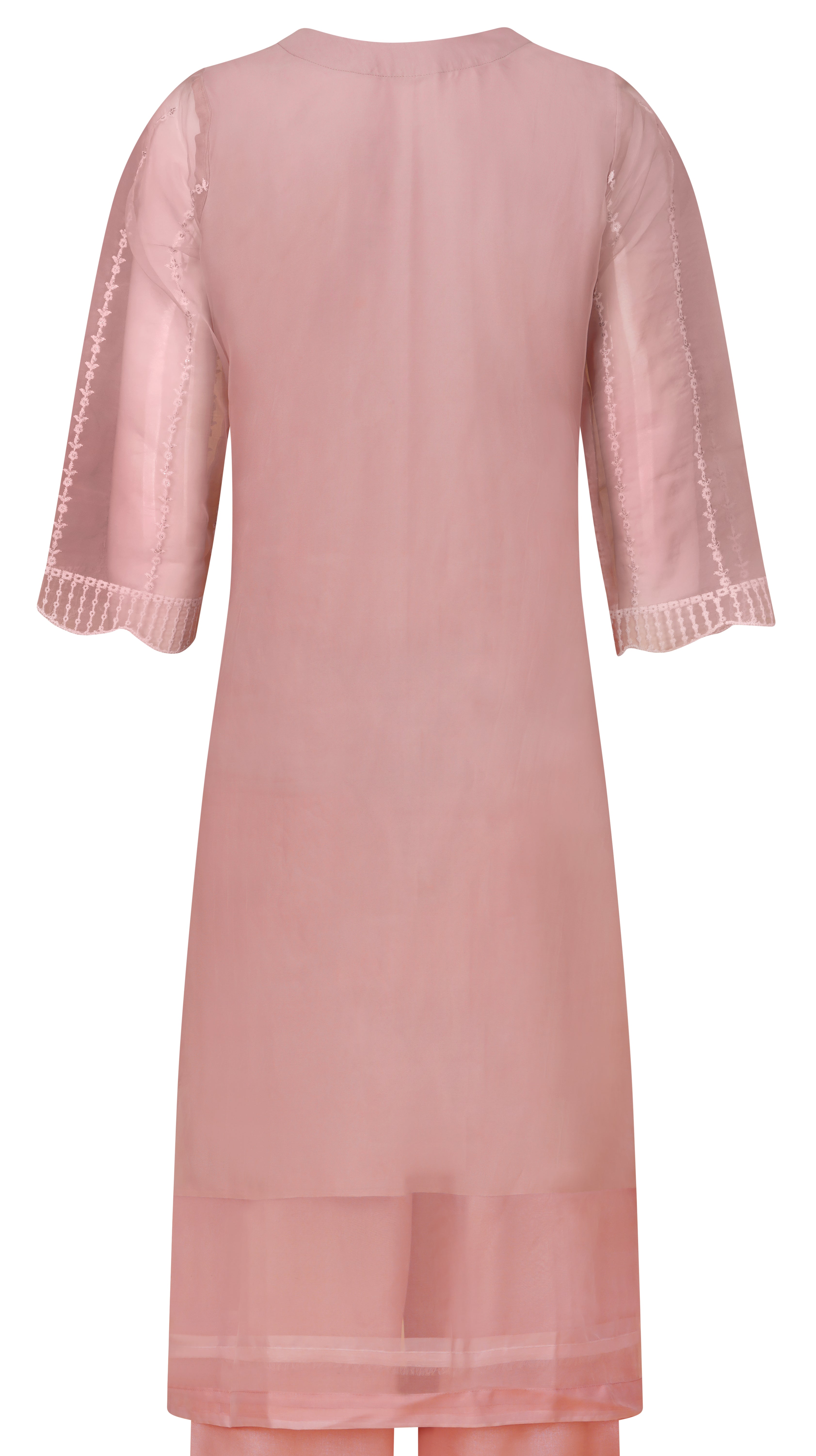 Blush Pink Organza Embroidered Three-Piece Suit