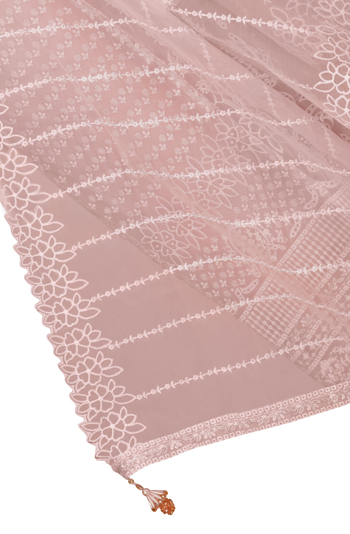 Blush Pink Organza Embroidered Three-Piece Suit
