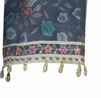 Slate Grey Organza Embroidered Three-Piece Set with Tassel Dupatta