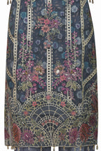 Slate Grey Organza Embroidered Three-Piece Set with Tassel Dupatta