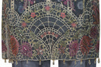 Slate Grey Organza Embroidered Three-Piece Set with Tassel Dupatta