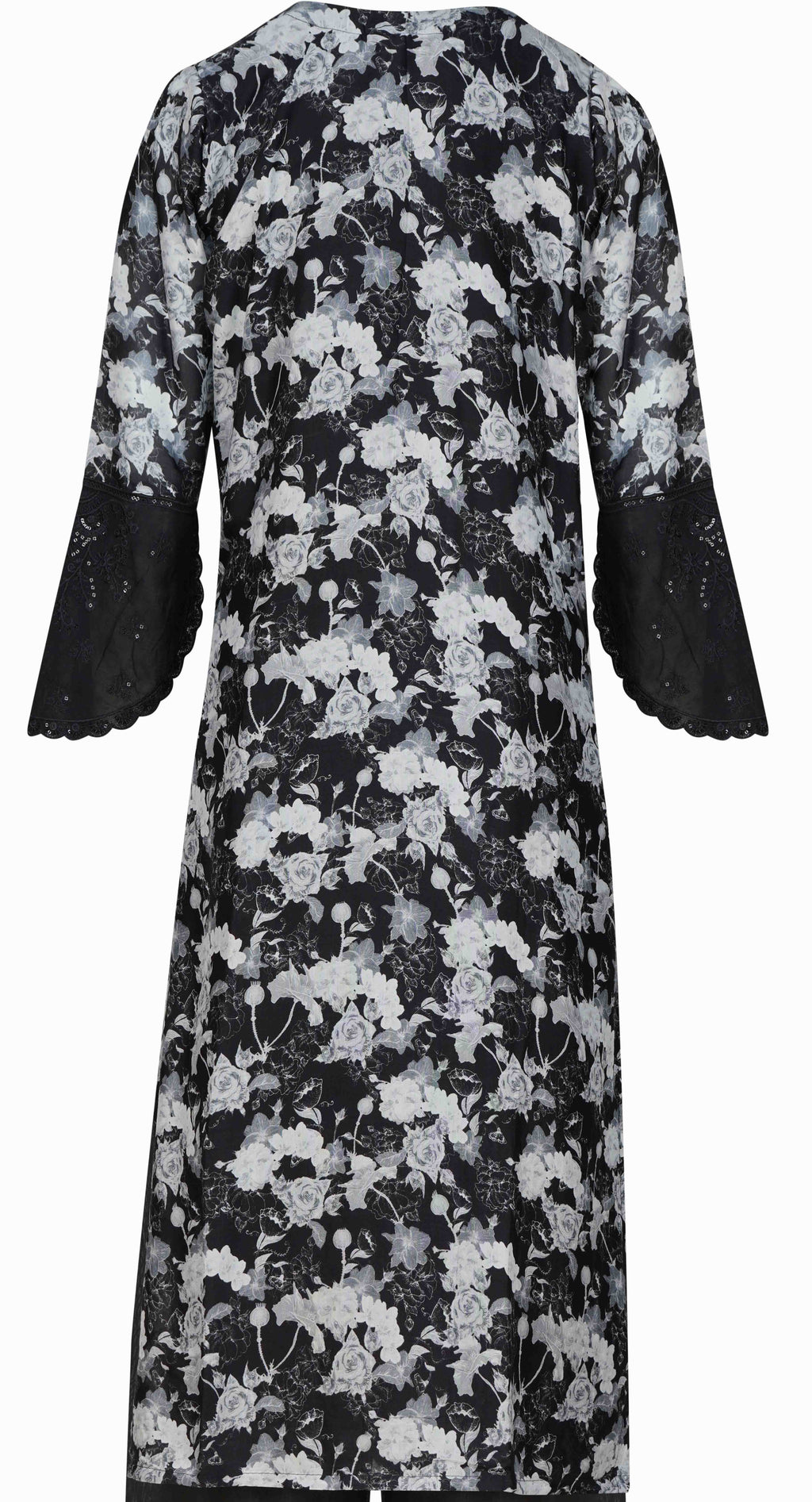 Noir Bloom Black Embroidered Rayon  Three-Piece Suit
