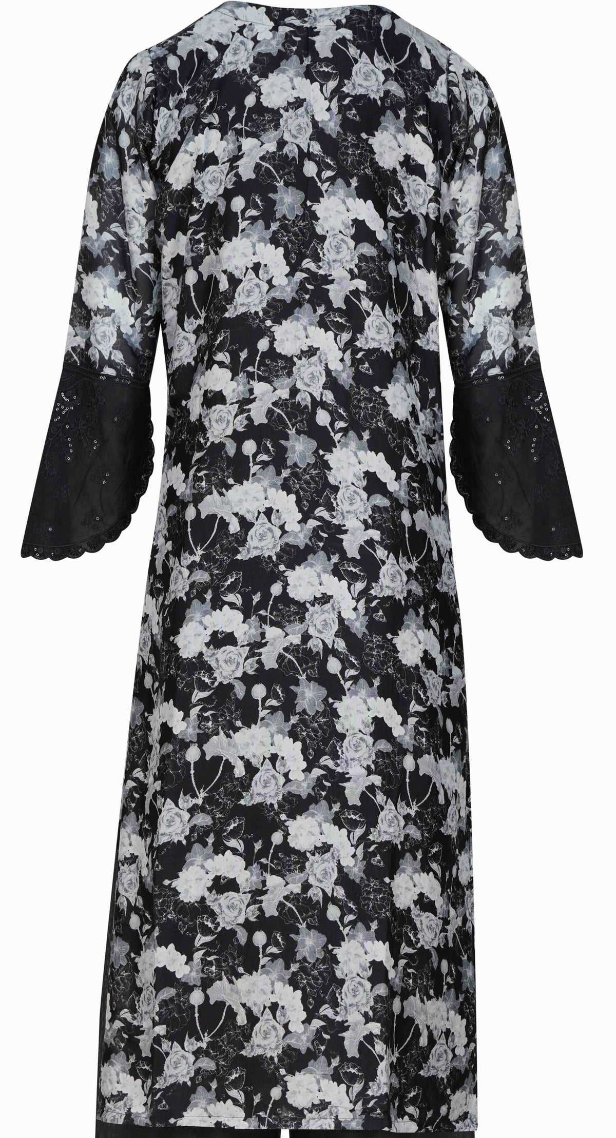 Noir Bloom Black Embroidered Rayon  Three-Piece Suit