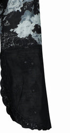 Noir Bloom Black Embroidered Rayon  Three-Piece Suit