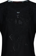 Noir Bloom Black Embroidered Rayon  Three-Piece Suit