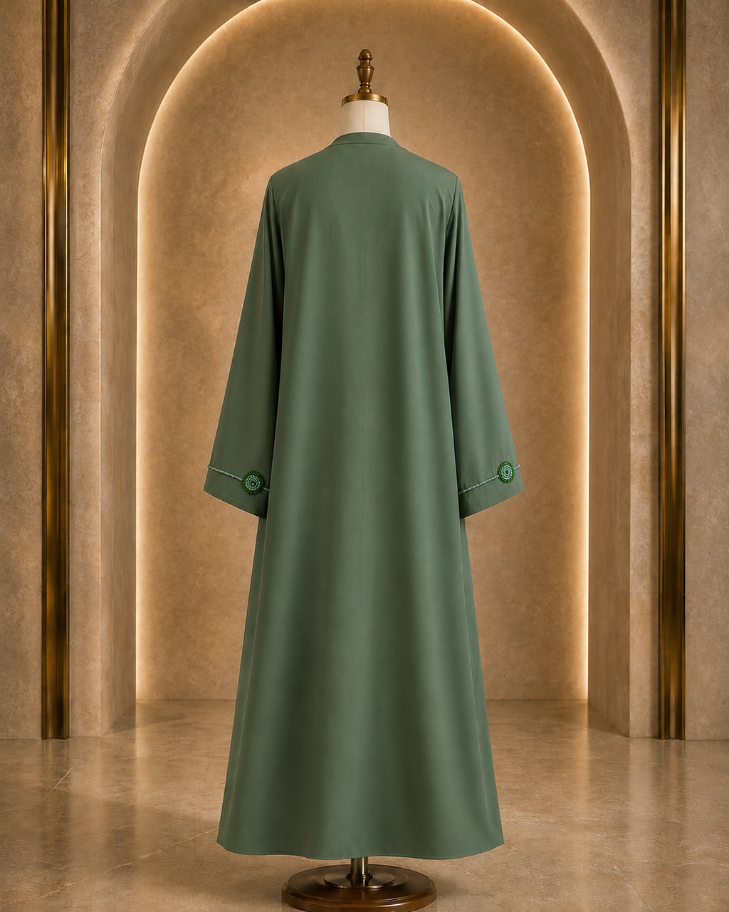 Elegant Light Green  Embroidered Abaya with Matching Hijab