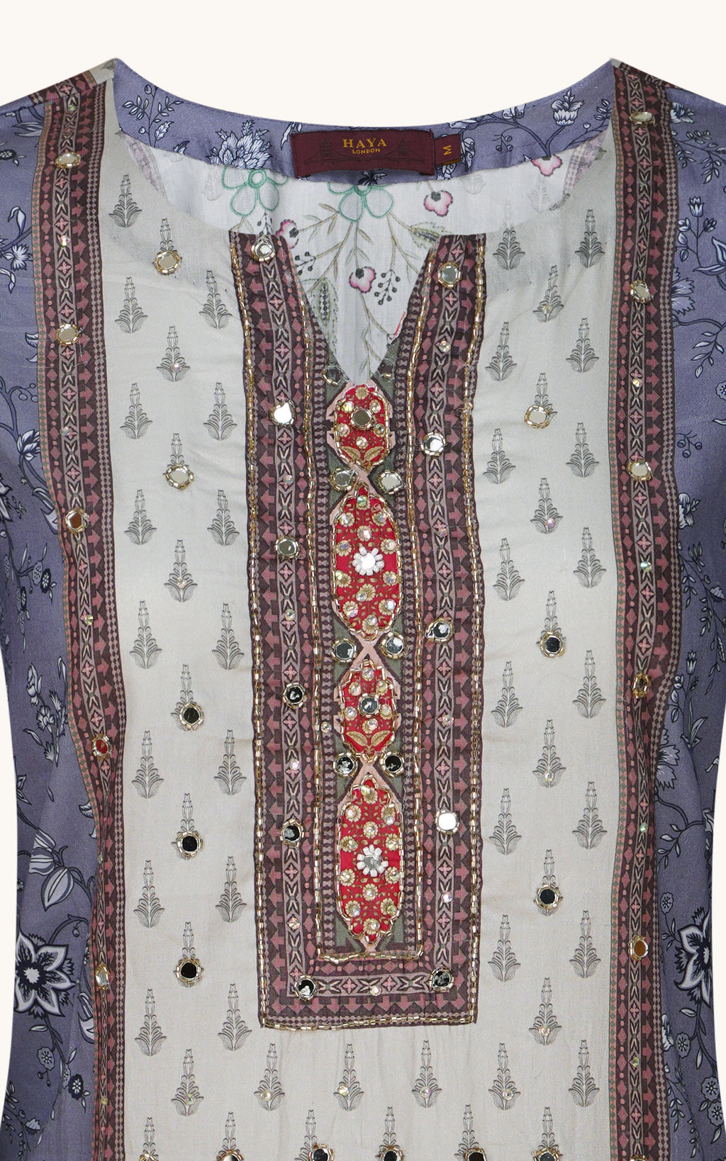 Ivory And Crimson Embellished Cotton Three-Piece Suit