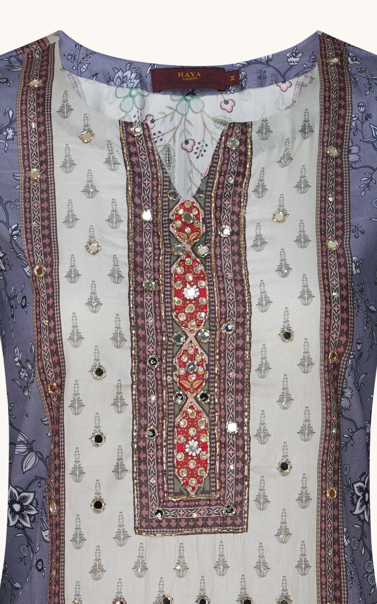 Ivory And Crimson Embellished Cotton Three-Piece Suit
