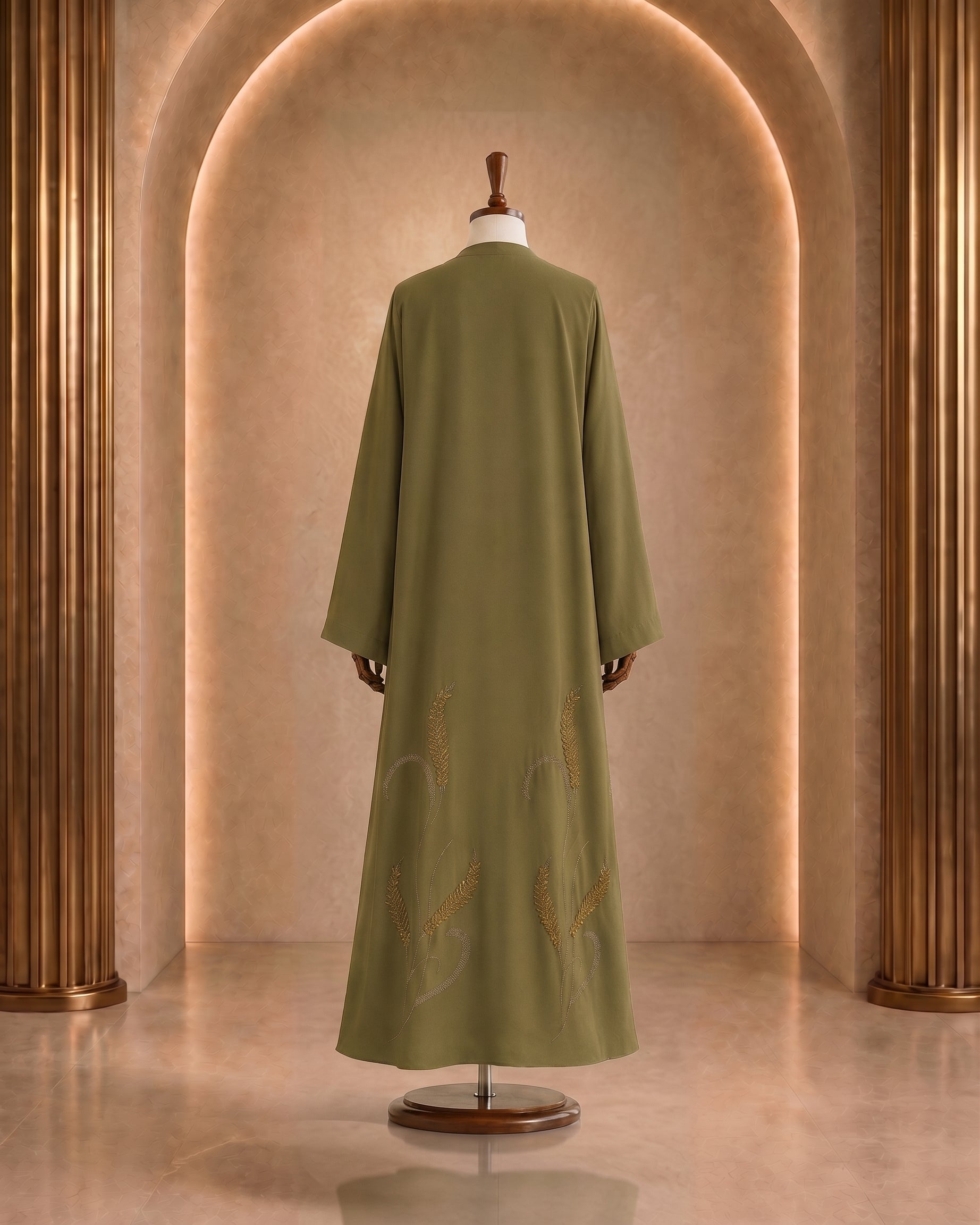 Deep Olive Stonework Abaya