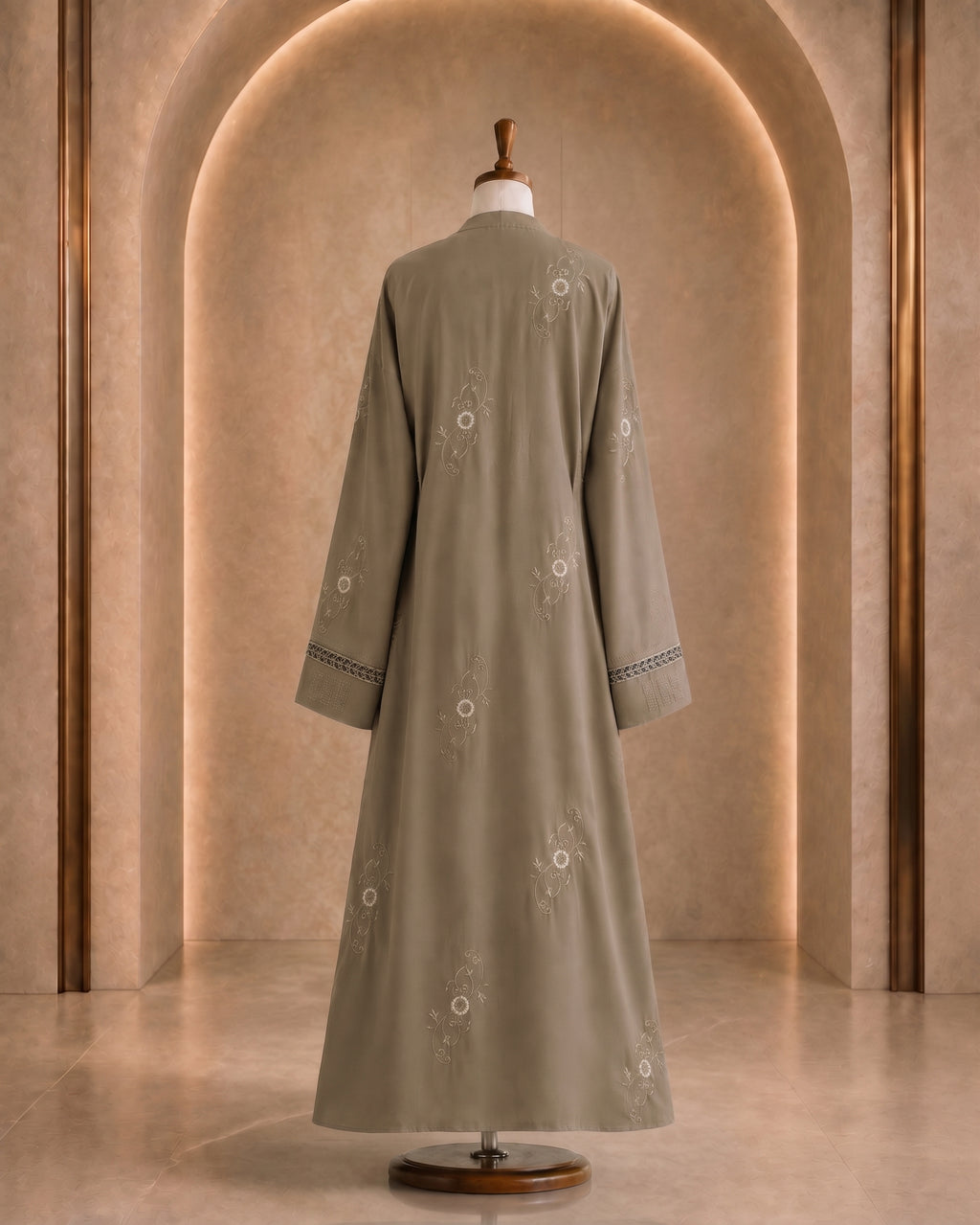 Light Coffee Embroidered Abaya