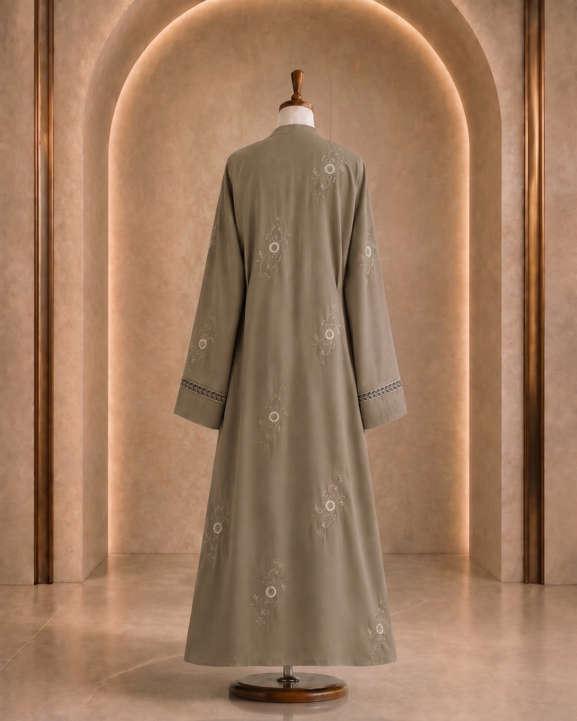 Light Coffee Embroidered Abaya