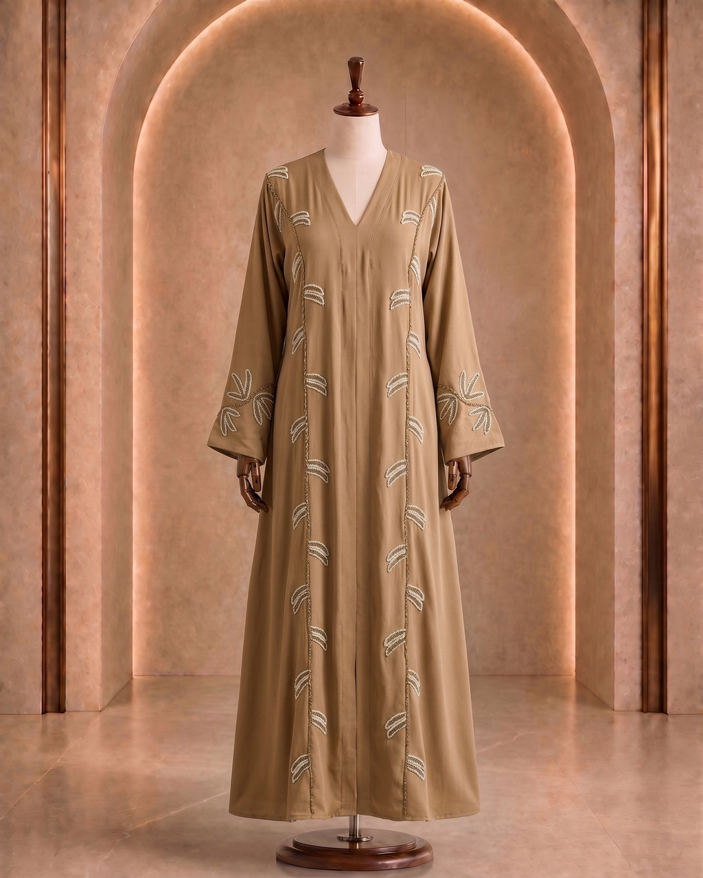 Light Gold Embroidered Abaya