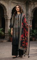 Black and Ivory Embellished Cotton Three-Piece Suit