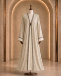 Off White Stripe Stonework Abaya