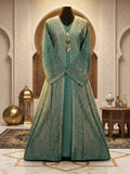 Teal Green Embroidered Saffron Abaya