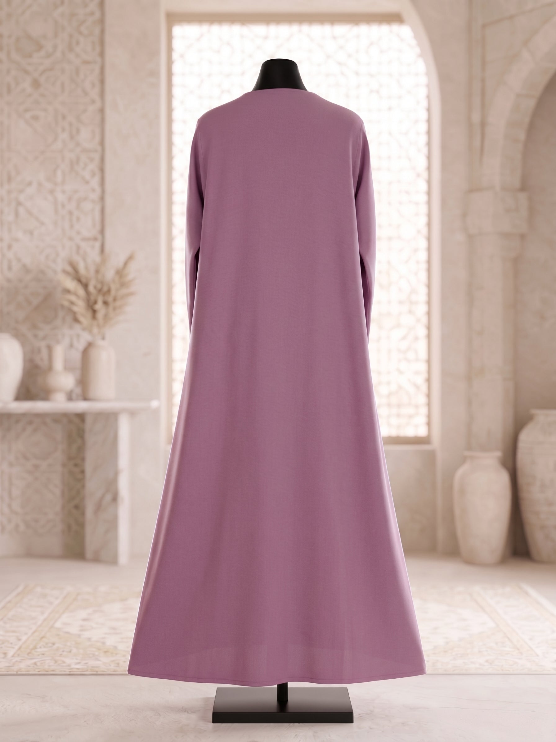 Lavender Simple Abaya with Lace Detailing