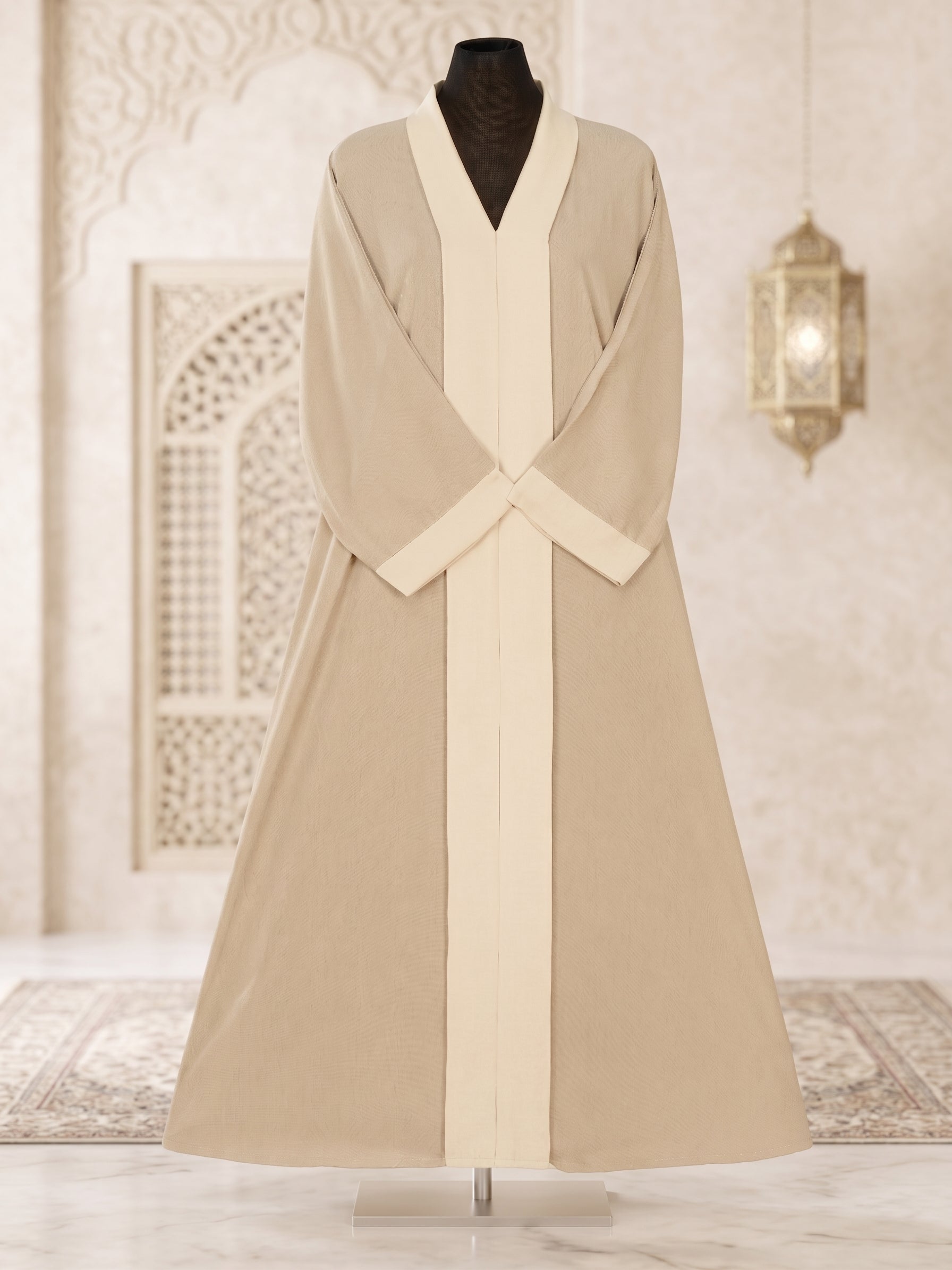 Cream Beige Simple Abaya