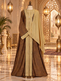 Caramel Brown Layered Abaya with Antique Gold Inner And Matching Hijab