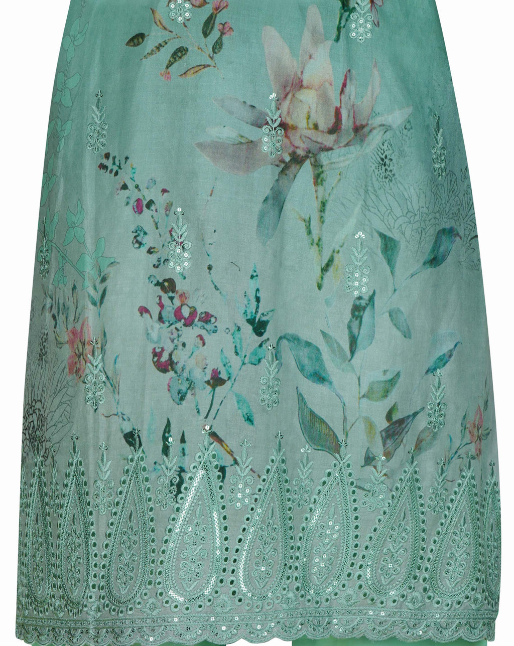 Mint Green Embroidered Cotton Three-Piece Set