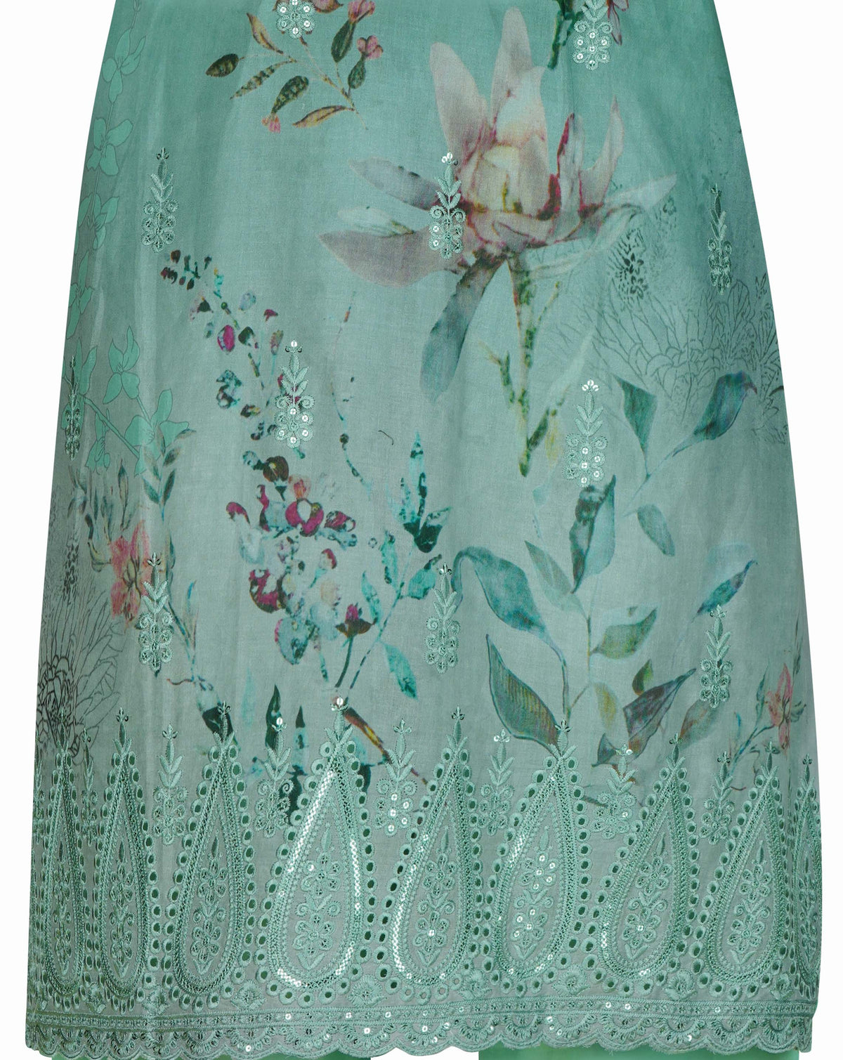 Mint Green Embroidered Cotton Three-Piece Set