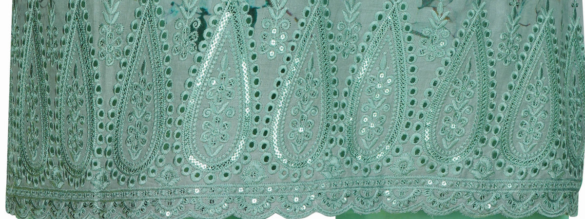 Mint Green Embroidered Cotton Three-Piece Set