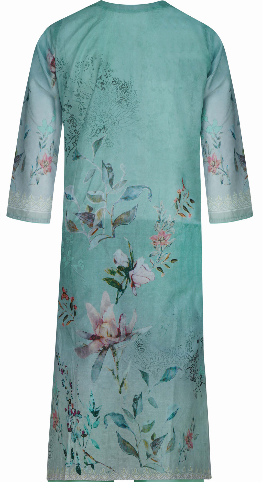 Mint Green Embroidered Cotton Three-Piece Set