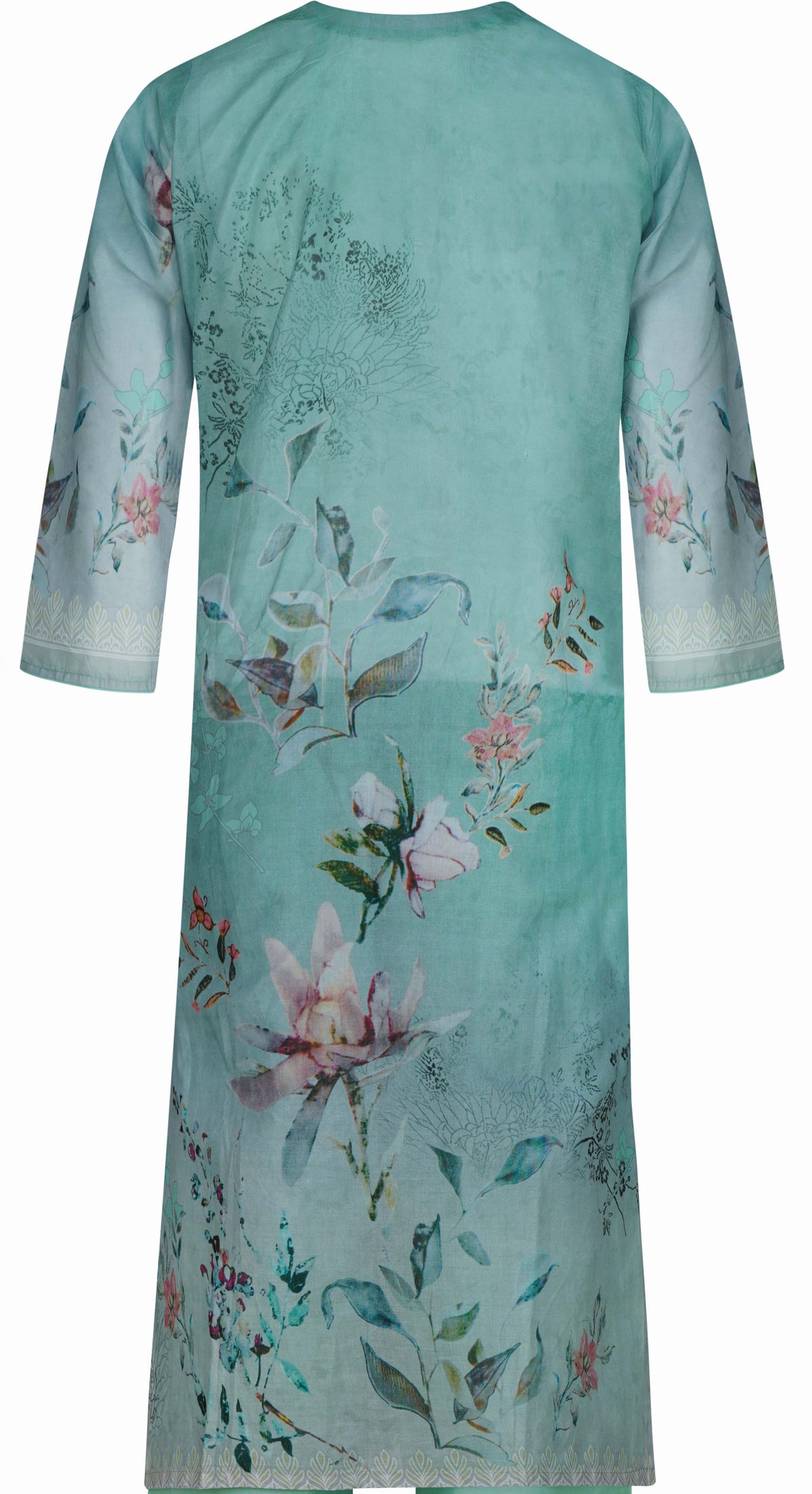 Mint Green Embroidered Cotton Three-Piece Set