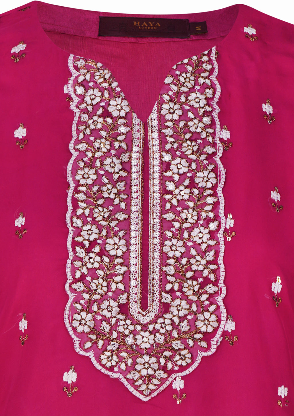 Raspberry Magenta Embroidered Organza Three-Piece Suit