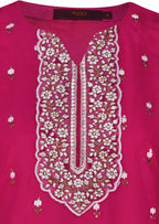 Raspberry Magenta Embroidered Organza Three-Piece Suit