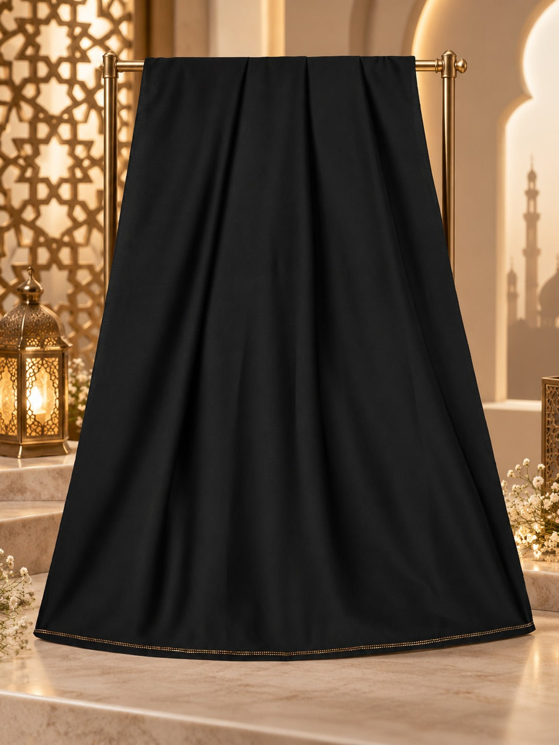 Black &amp; Teal Embroidered Butterfly Abaya with Matching Hijab