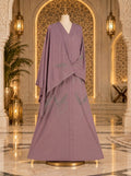 Dusty Mauve Embellished Abaya with Silver Botanical Detailing