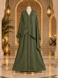 Soft Sage Olive Abaya with Antique Gold Embellished Trim