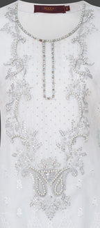 Ivory White and Ice Blue Embroidered Three-Piece Set