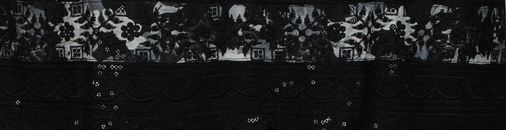 Noir Bloom Black Embroidered Rayon  Three-Piece Suit