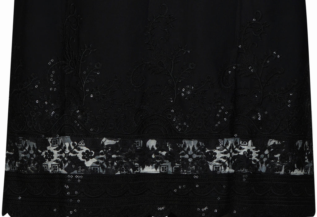 Noir Bloom Black Embroidered Rayon  Three-Piece Suit