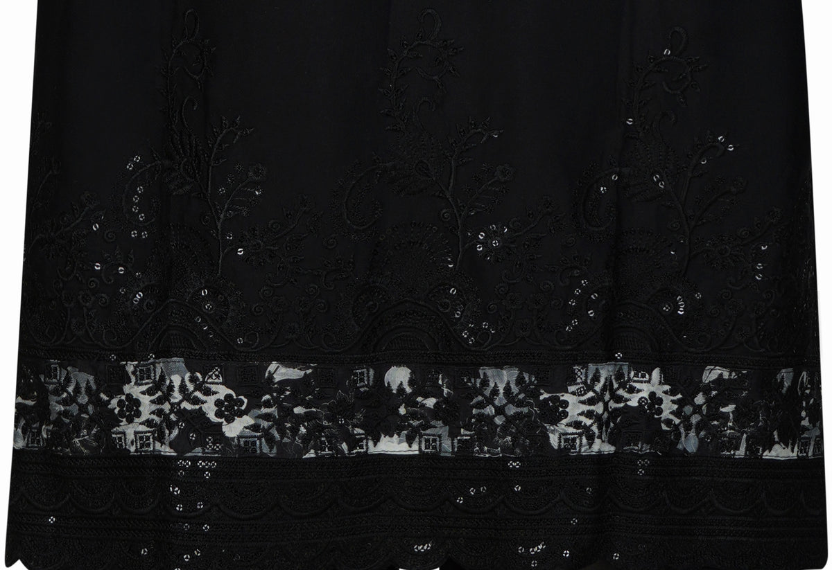 Noir Bloom Black Embroidered Rayon  Three-Piece Suit