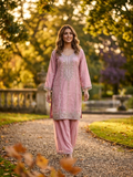 Light Pink Chiffon Zardozi Three Piece Suit