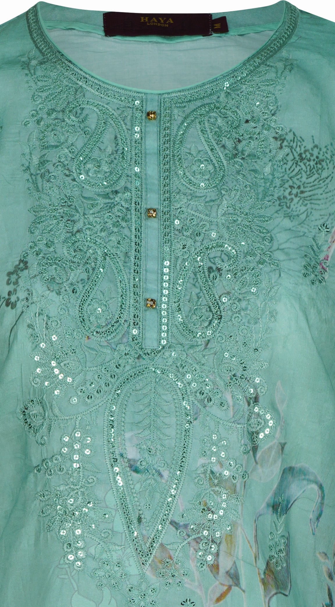 Mint Green Embroidered Cotton Three-Piece Set