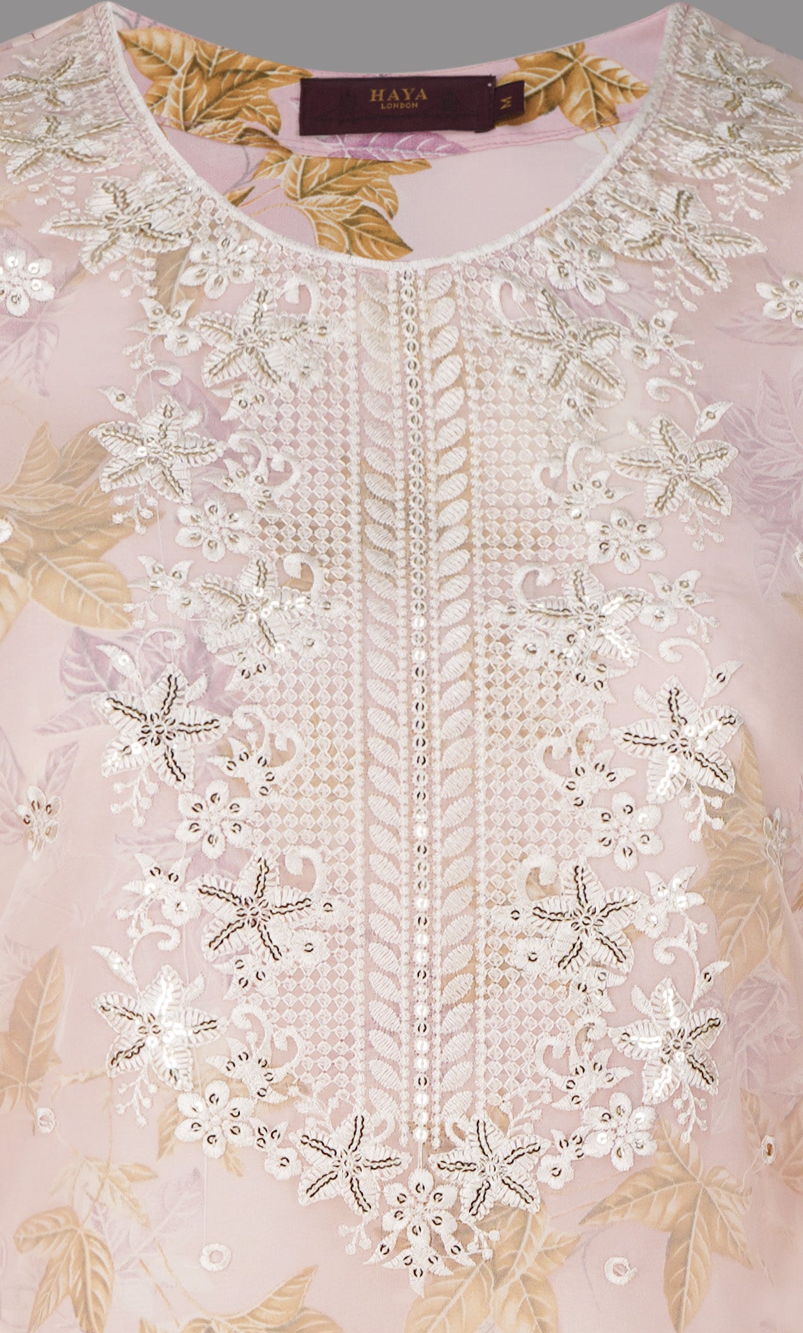 Soft Blush Organza Embroidered Three-Piece Set with Pearl Tassel Dupatta