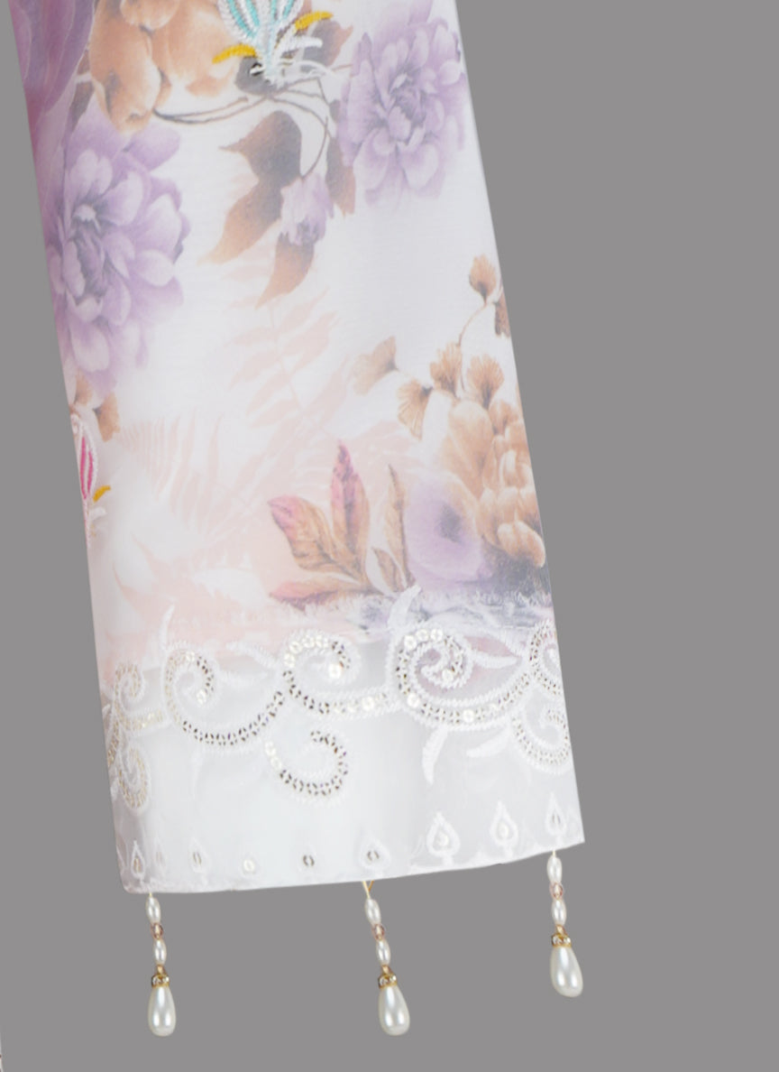 Ivory Blossom Embroidered Organza Three-Piece Suit