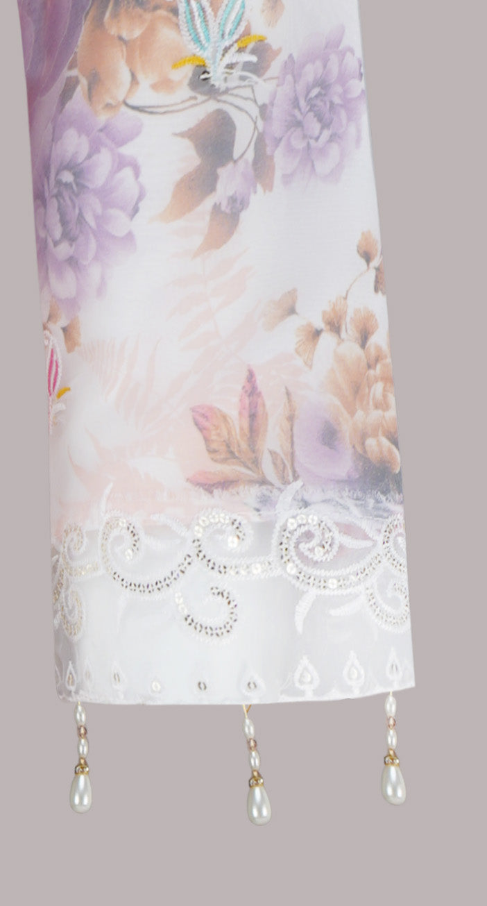 Ivory Blossom Embroidered Organza Three-Piece Suit