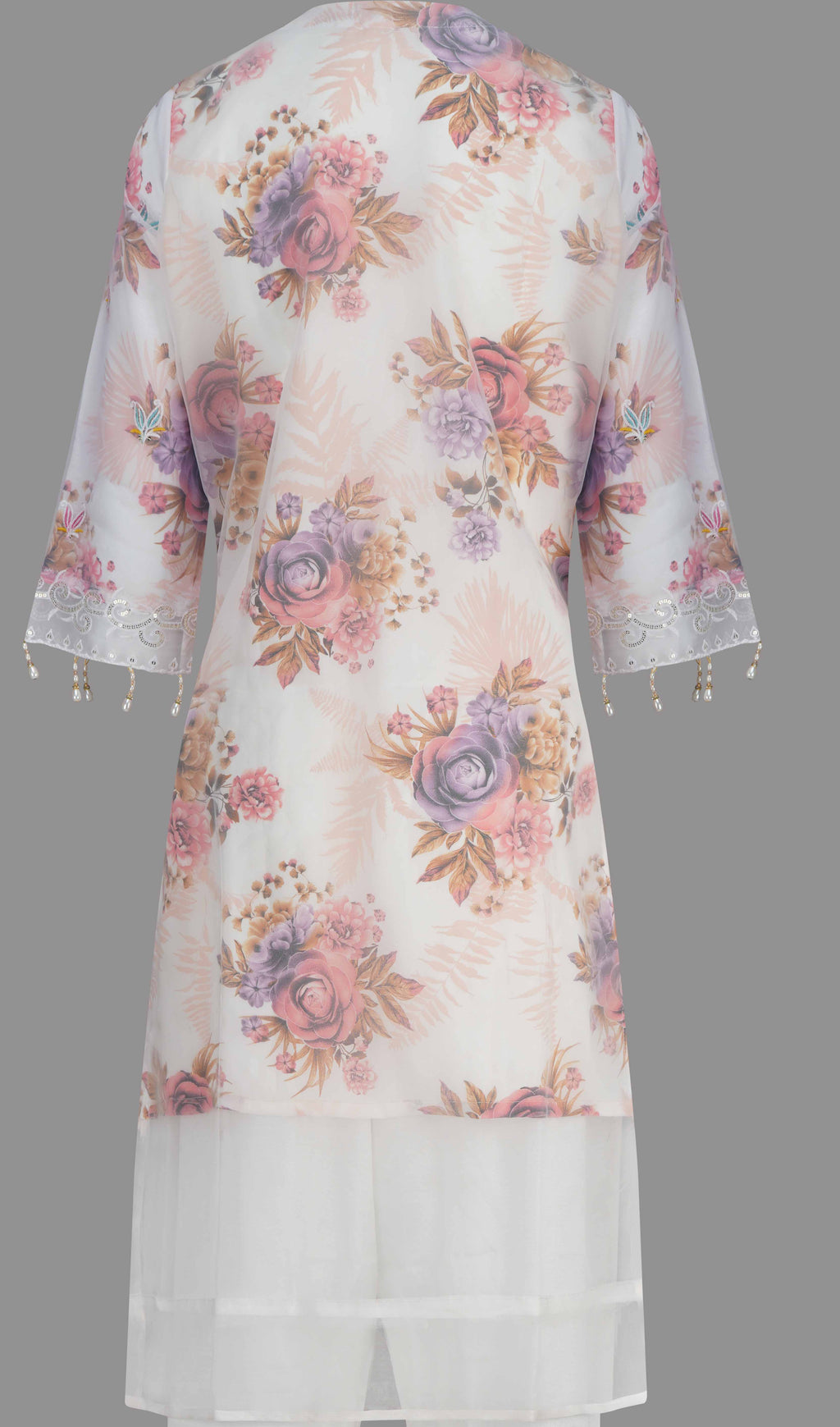 Ivory Blossom Embroidered Organza Three-Piece Suit