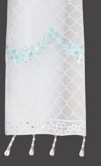 Ivory White and Ice Blue Embroidered Three-Piece Set