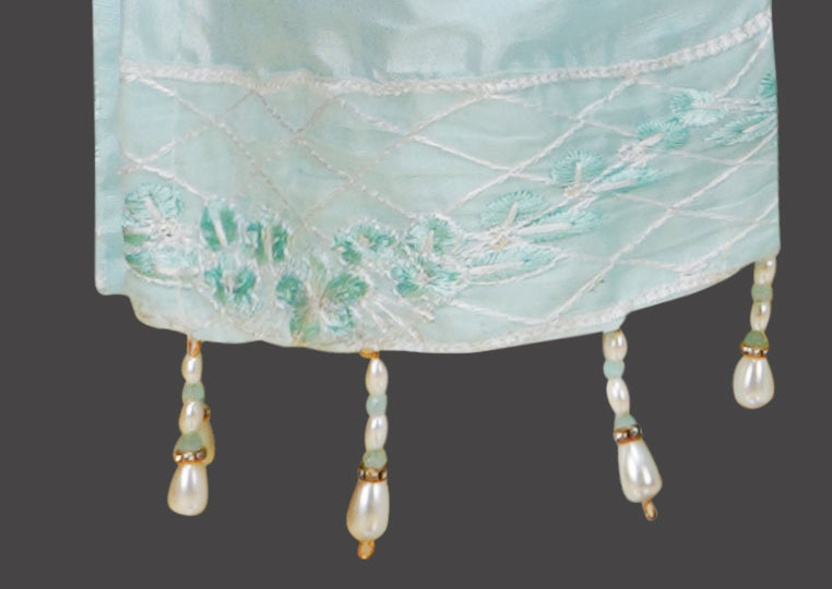 Ivory White and Ice Blue Embroidered Three-Piece Set